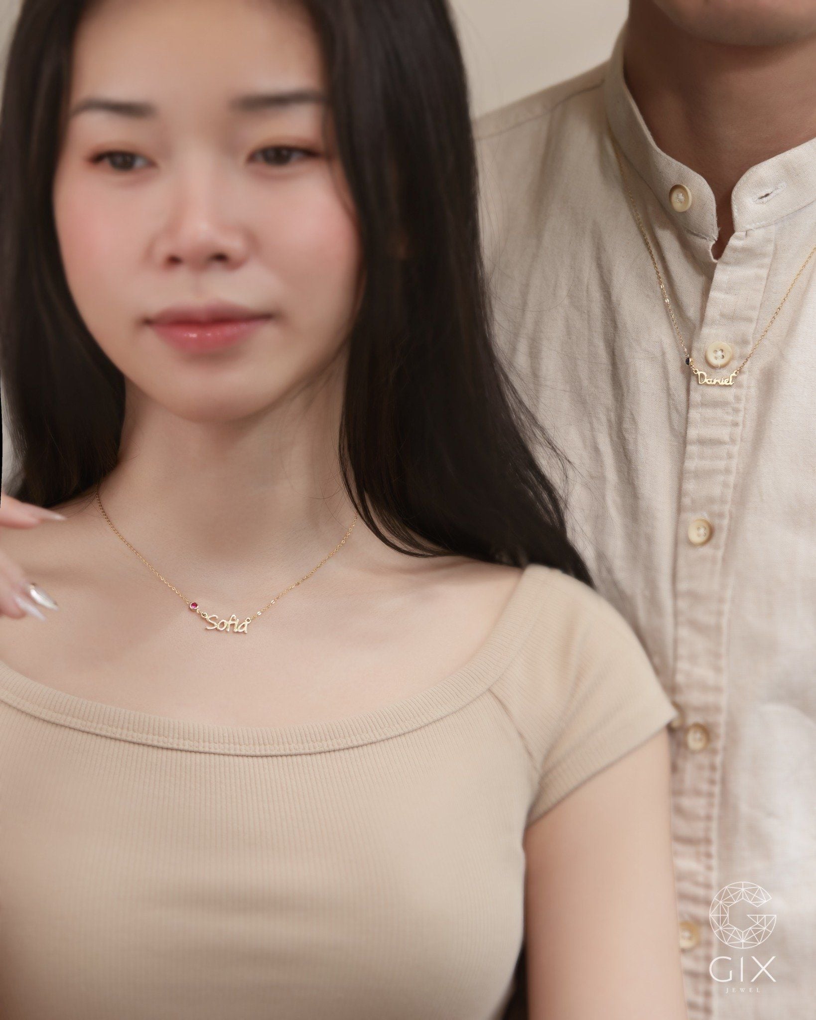  Dây chuyền đôi nam nữ bạc 925 & vàng tây 18k đẹp khắc tên | Gix Jewel 