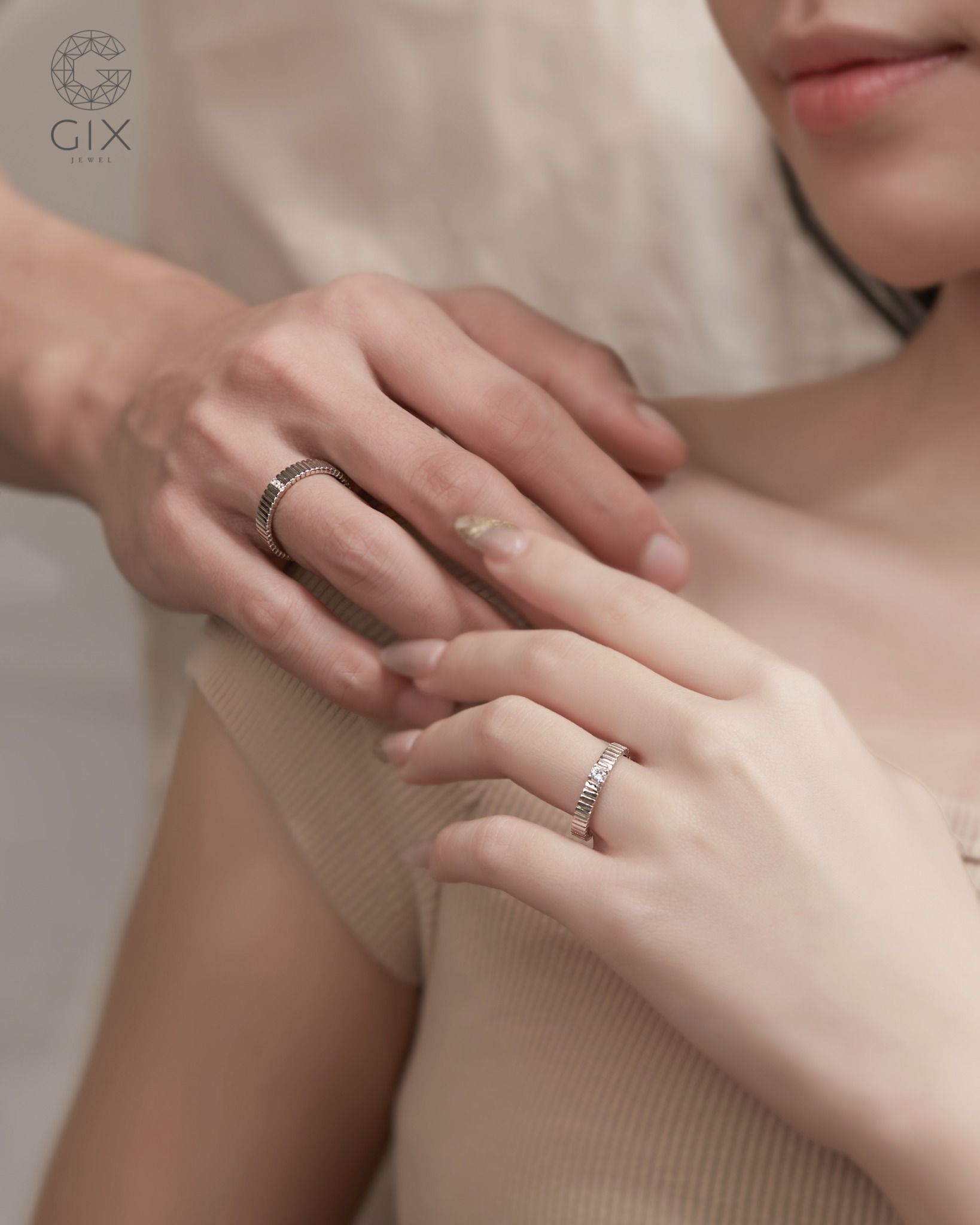  Nhẫn Cưới Vàng 10k Kim Cương Đẹp Gix Jewel - GCR25050115 