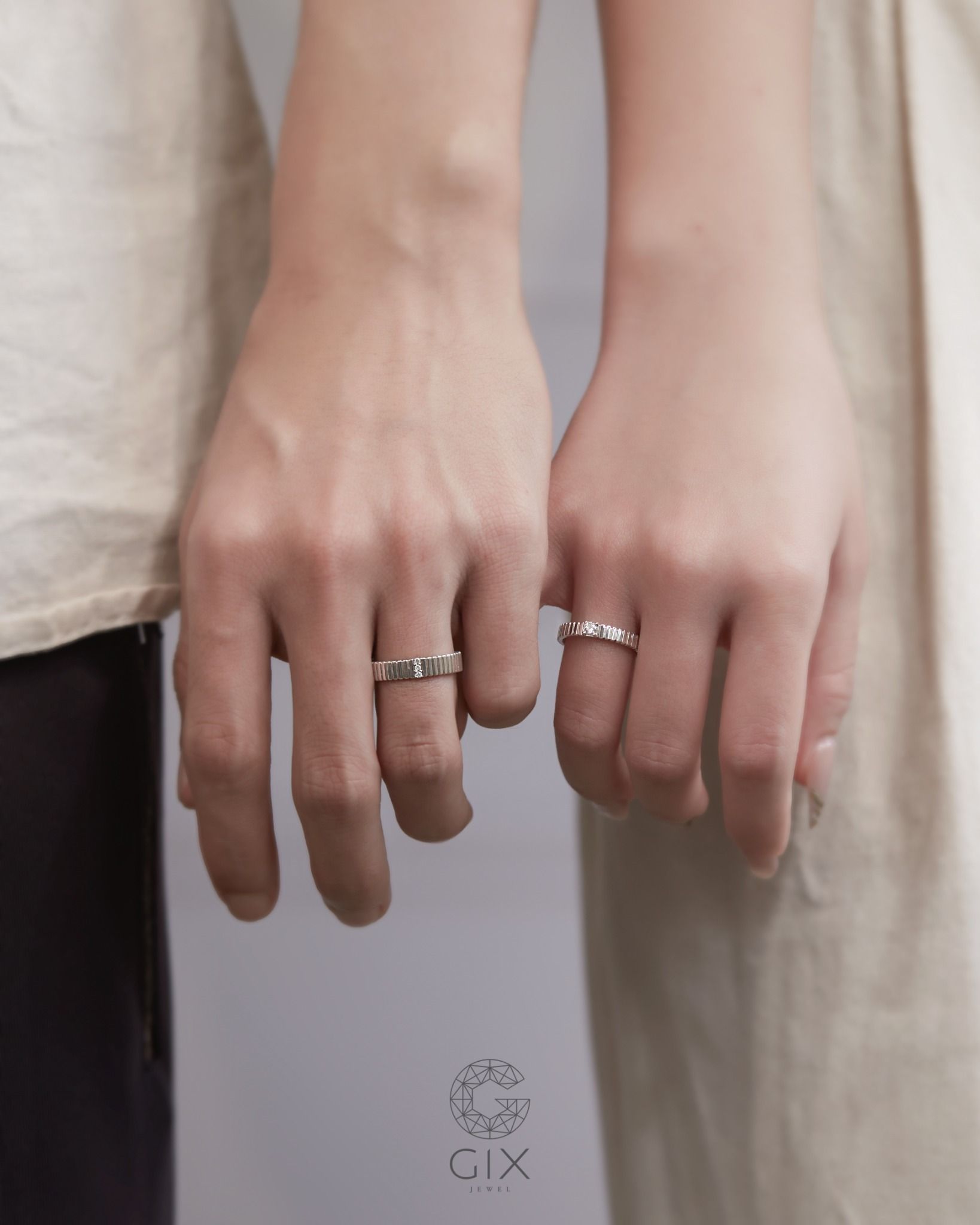  Nhẫn Cưới Vàng 14k Kim Cương Đẹp Gix Jewel - GCR25050115 