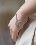  Lắc tay đôi nam nữ bạc đẹp & vàng 18k sợi khoen lật unisex kiểu mới khắc tên Gix Jewel 