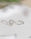  Bông tai khoen tròn vàng tây & bạc hình trái tim - Heartful Loop | Gix Jewel 