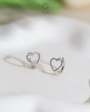  Bông tai khoen tròn vàng tây & bạc hình trái tim - Heartful Loop | Gix Jewel 
