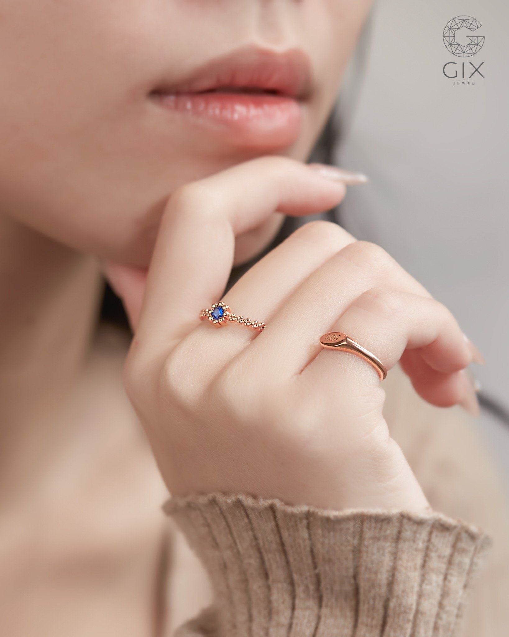  Nhẫn vàng nữ đẹp đính đá xanh phong thuỷ | Gix Jewel 