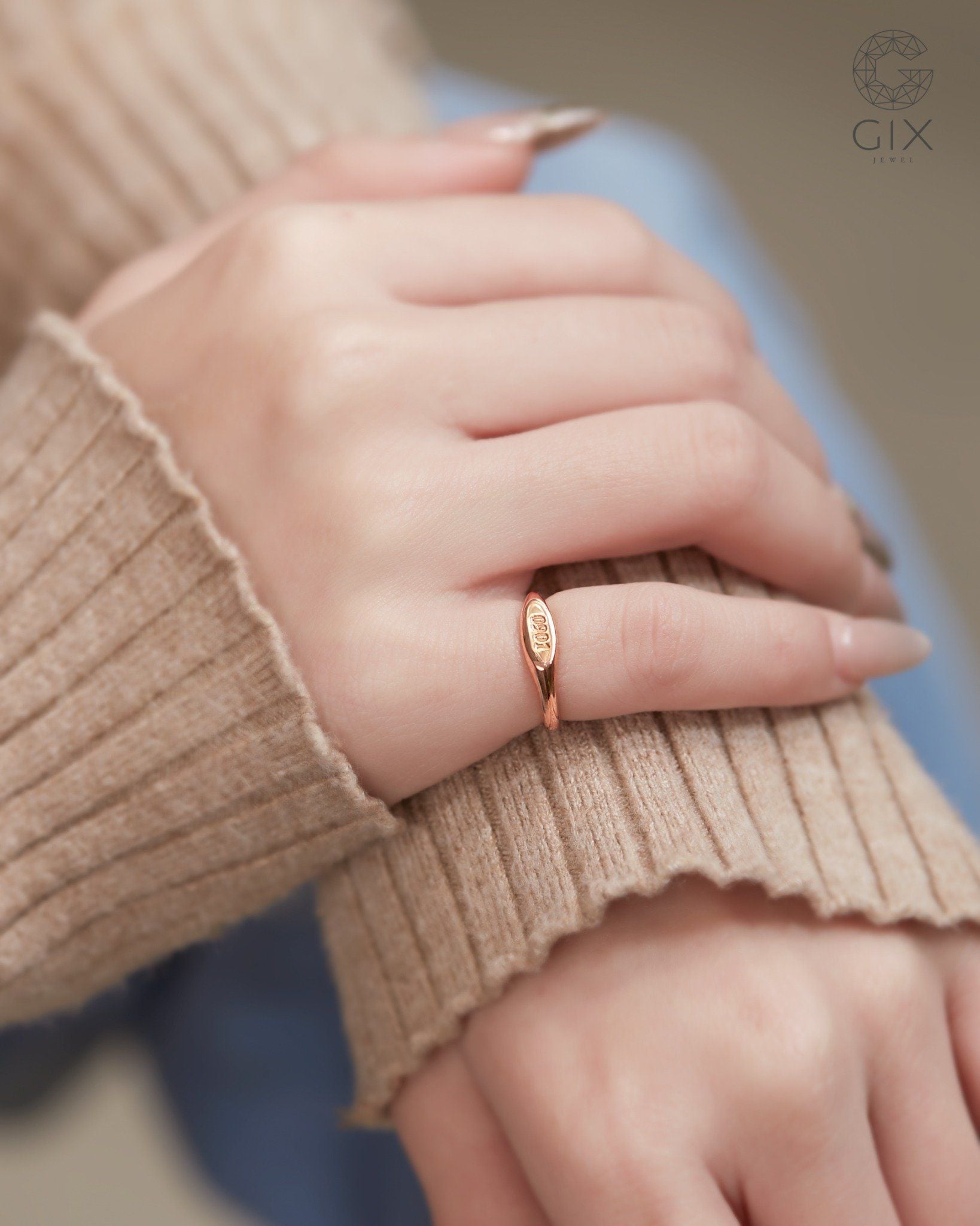  Nhẫn signet nữ vàng 18k & bạc đẹp khắc tên theo yêu cầu | Gix Jewel 