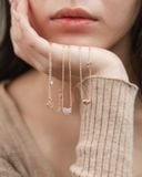  Dây chuyền vàng hồng 18k bạc ý 925 nữ đẹp hình trái tim ôm sát cổ đính kim cương nhân tạo Gix Jewel 