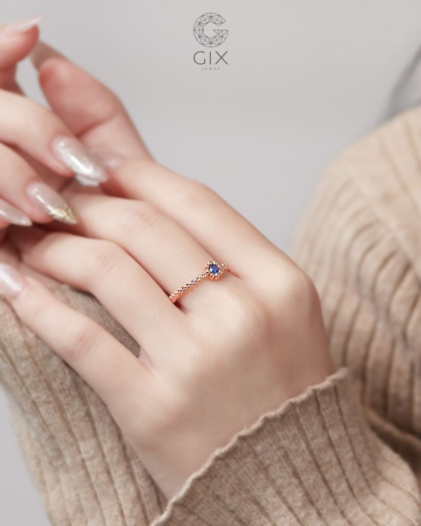  Nhẫn vàng nữ đẹp đính đá xanh phong thuỷ | Gix Jewel 