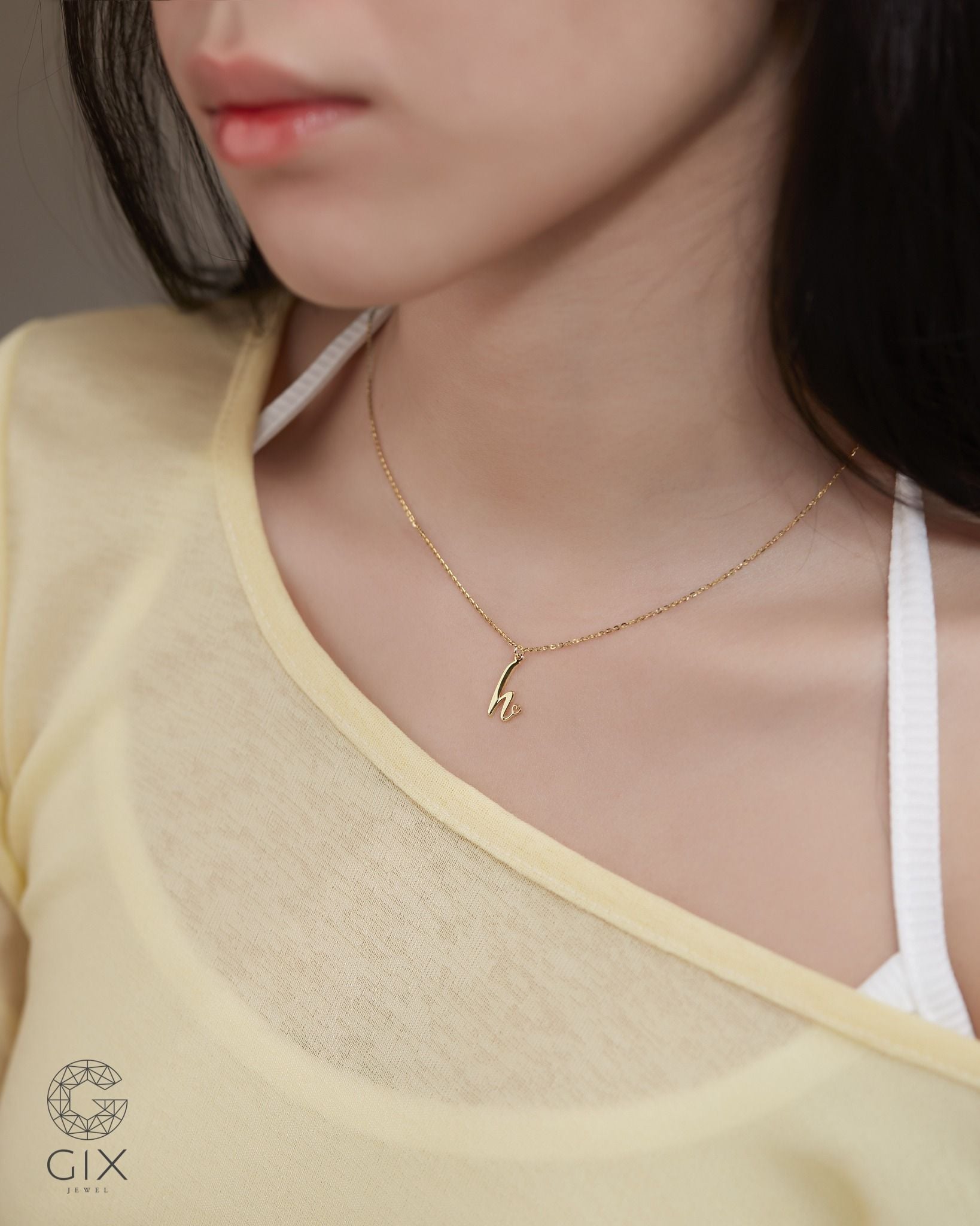  Dây chuyền chữ cái đuôi trái tim vàng 18k bạc s925 | Gix Jewelry 