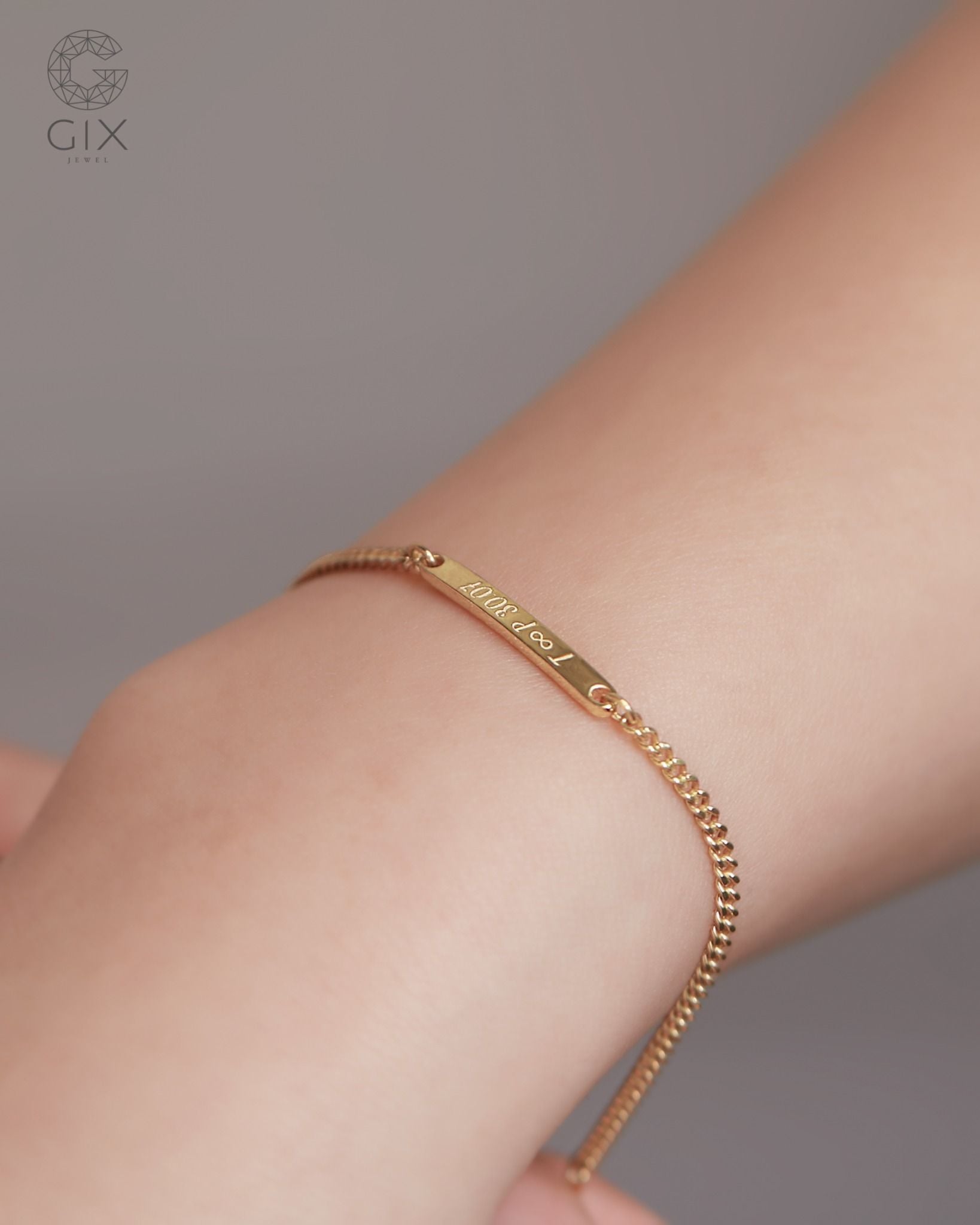  Vòng tay đôi nam nữ vàng & bạc đẹp khoen lật unisex kiểu mới khắc tên Gix Jewel 
