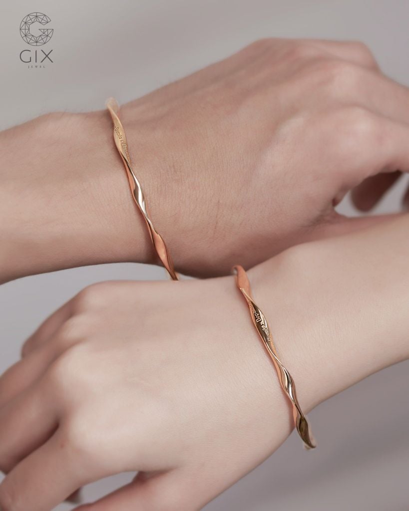  Vòng tay đôi nam nữ dáng cuff hở đai xoắn vô cực | Gix Jewel 