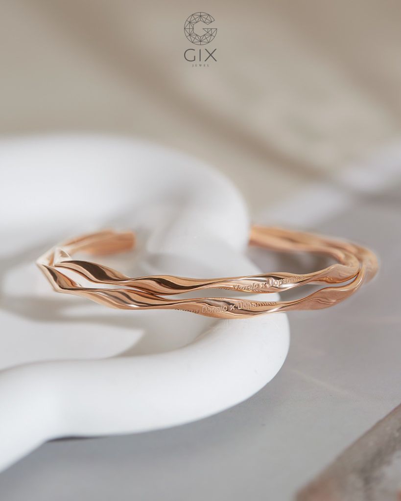  Vòng tay đôi nam nữ dáng cuff hở đai xoắn vô cực | Gix Jewel 