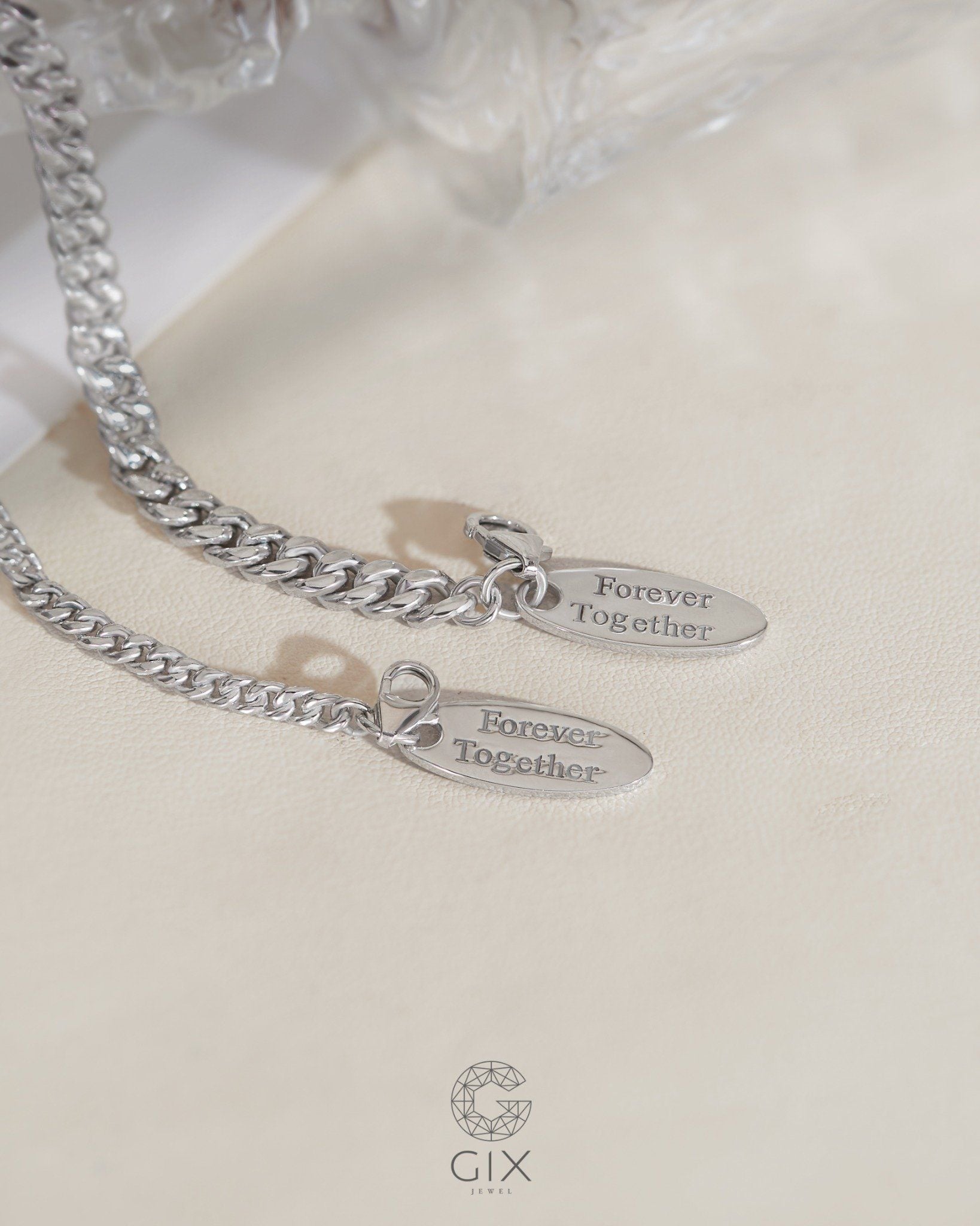  Lắc tay đôi nam nữ bạc đẹp & vàng 18k sợi khoen lật unisex kiểu mới khắc tên Gix Jewel 