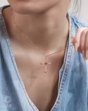  Vòng cổ chữ thập vàng 18k s925 sợi mỏng kiểu mới đính kim cương đẹp Gix 