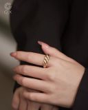 [CÓ SẴN] Nhẫn Croissanite bản lớn vàng 14k - ni 15 