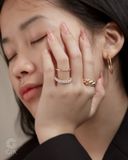  Nhẫn vàng 18k & bạc nữ kiểu đẹp bản to Croissant đeo sang trọng Gixjewelry 