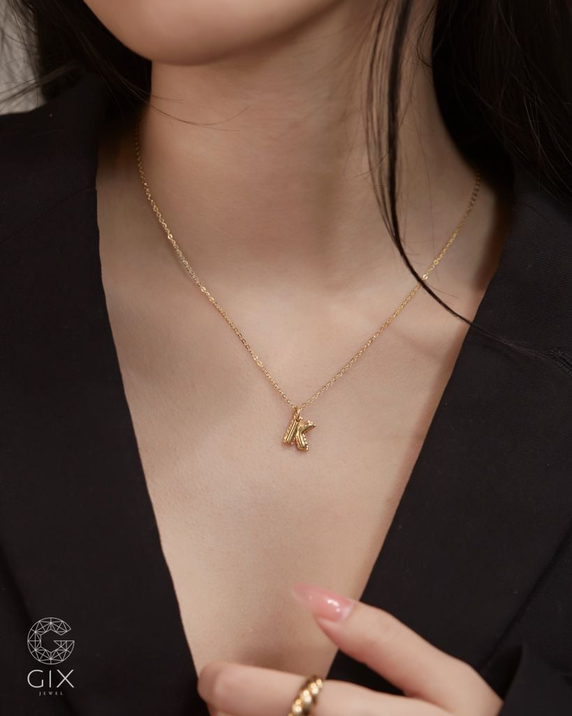 Mặt Dây Chuyền Chữ Cái Theo Tên Bạc Vàng 18k Cho Nam Nữ Gix Jewel
