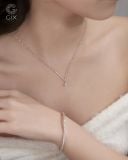  [CÓ SẴN] Dây chuyền vàng trắng 18k chữ V đính đá | Gix Jewel 