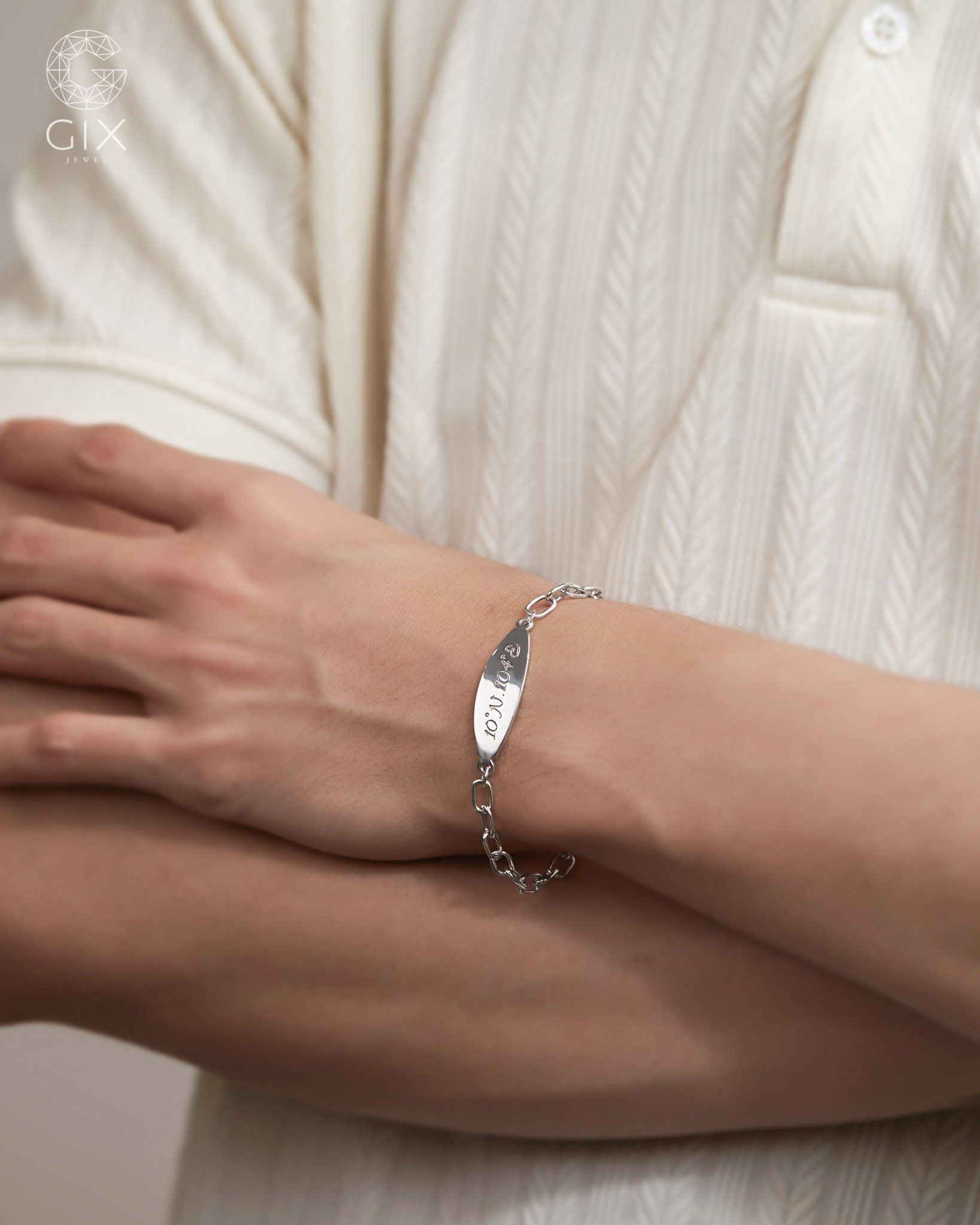  Vòng tay nam bạc mắc xích khắc tên theo yêu cầu | Gix Jewel 