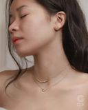  Dây chuyền vàng sợi mảnh 18k chữ cong vuông đính kim cương kiểu mới Gix Jewel 