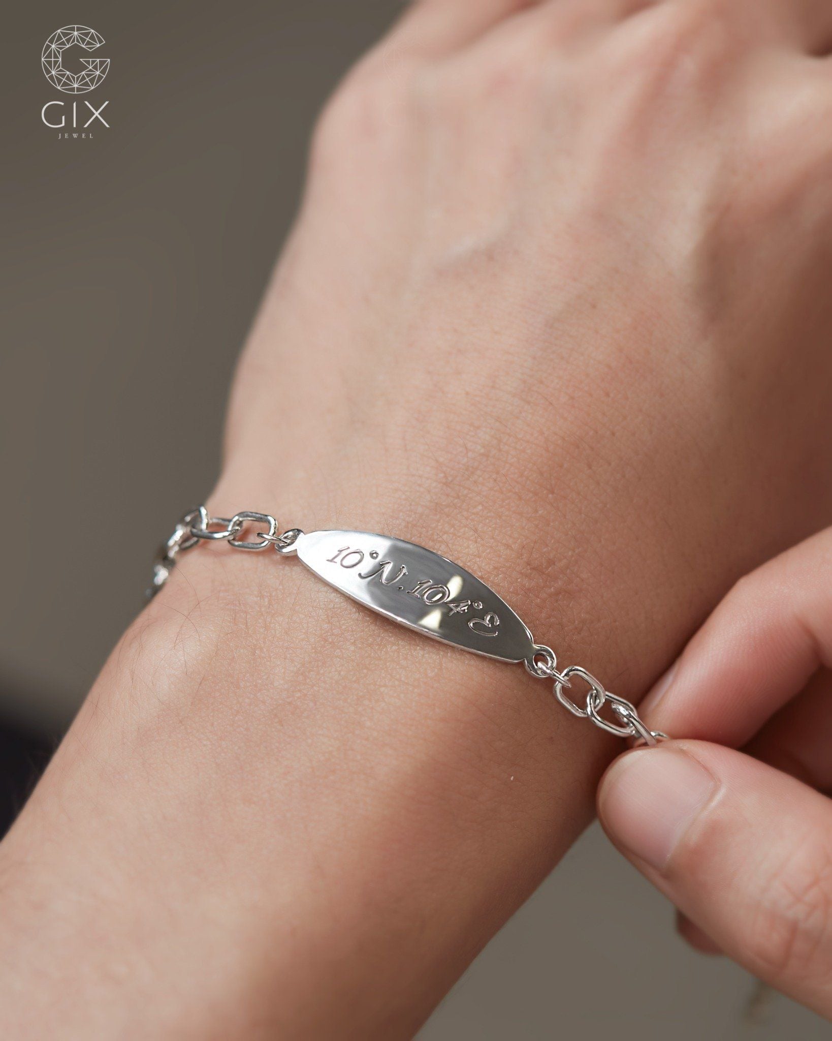  Vòng tay nam bạc mắc xích khắc tên theo yêu cầu | Gix Jewel 