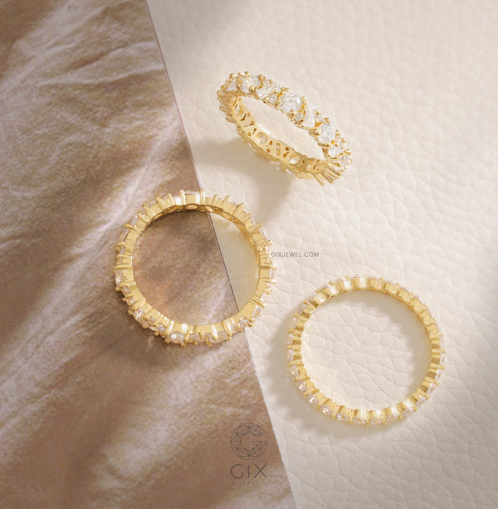  [CÓ SẴN] Nhẫn vàng 14k đá tròn mix đá chữ nhật lớn - ni 14 