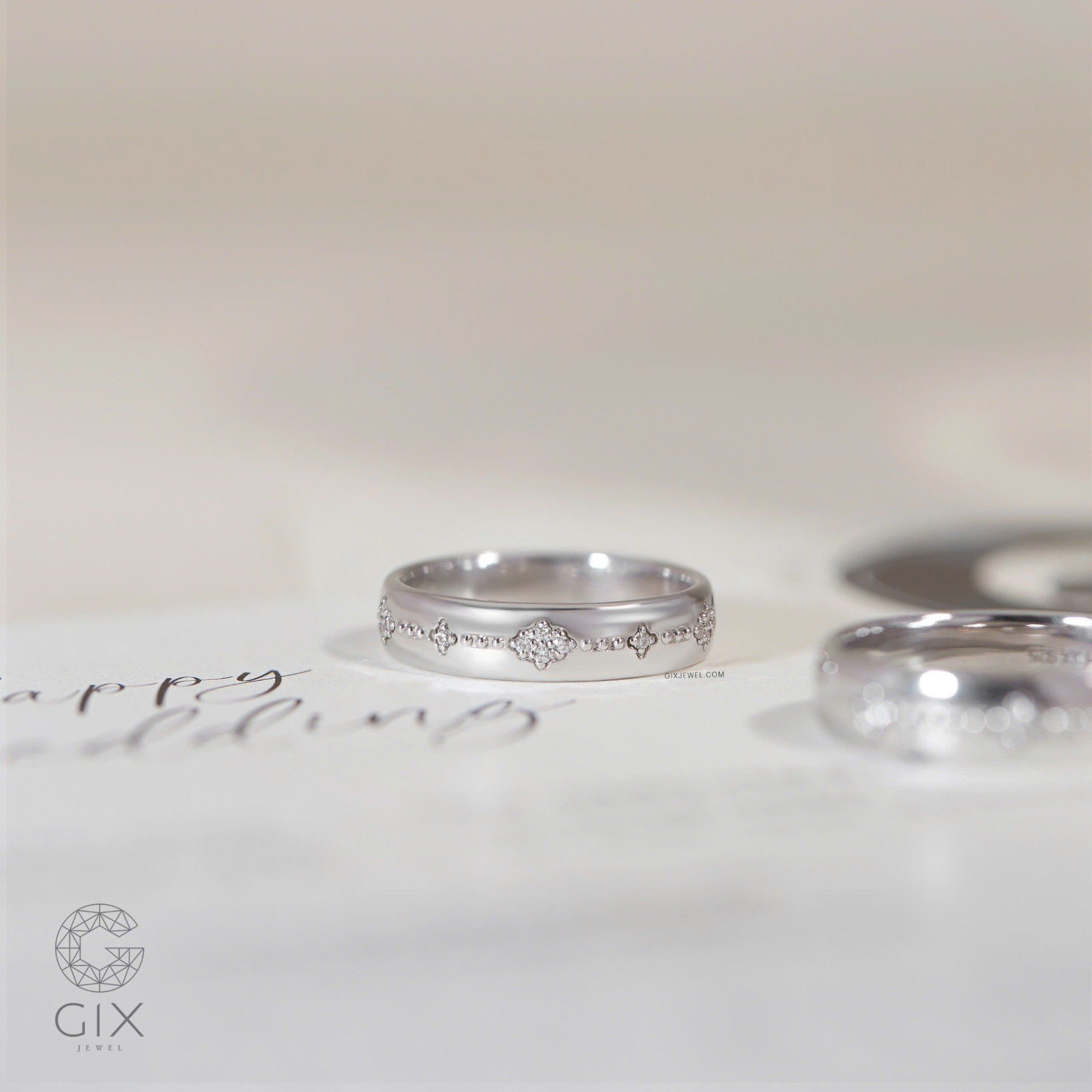  Nhẫn đôi hoa văn đẹp đính đá cao cấp Gixjewel - GCR25050112 