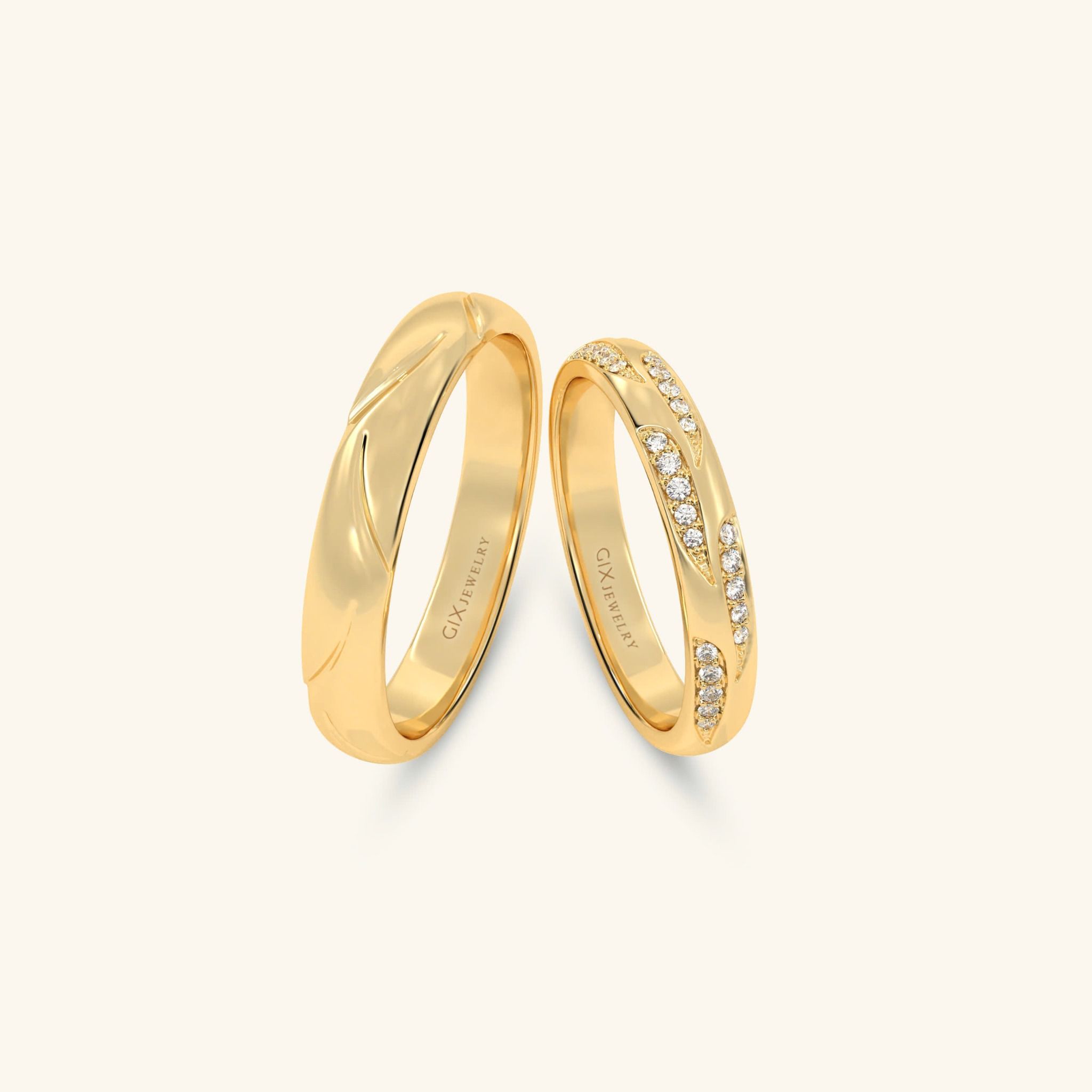  Nhẫn cưới vàng 10k thiết kế riêng - GCR25050305 | Gix Jewel 