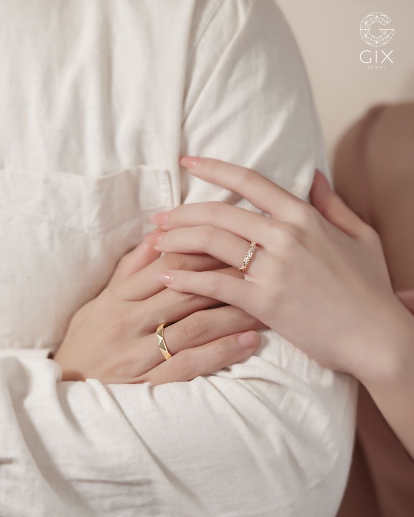  Nhẫn cưới vàng 14k đính full kim cương tấm Gix Jewel - GCR25050103 