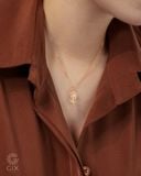  Dây chuyền vàng tây sợi mảnh hình mặt hoa kèm charm đá | Gix Jewel 
