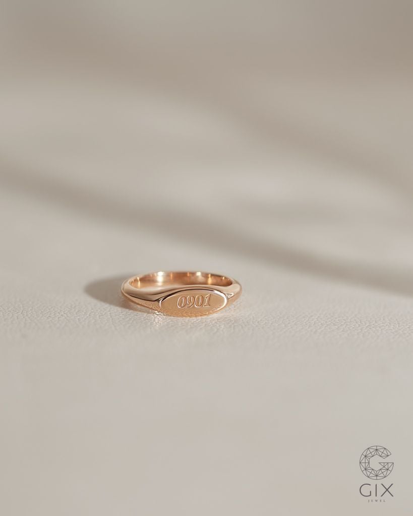  Nhẫn signet nữ vàng 18k & bạc đẹp khắc tên theo yêu cầu | Gix Jewel 