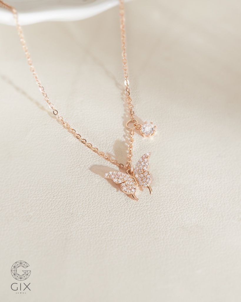  Dây chuyền bướm đẹp vàng tây đính kim cương | Gix Jewelry 
