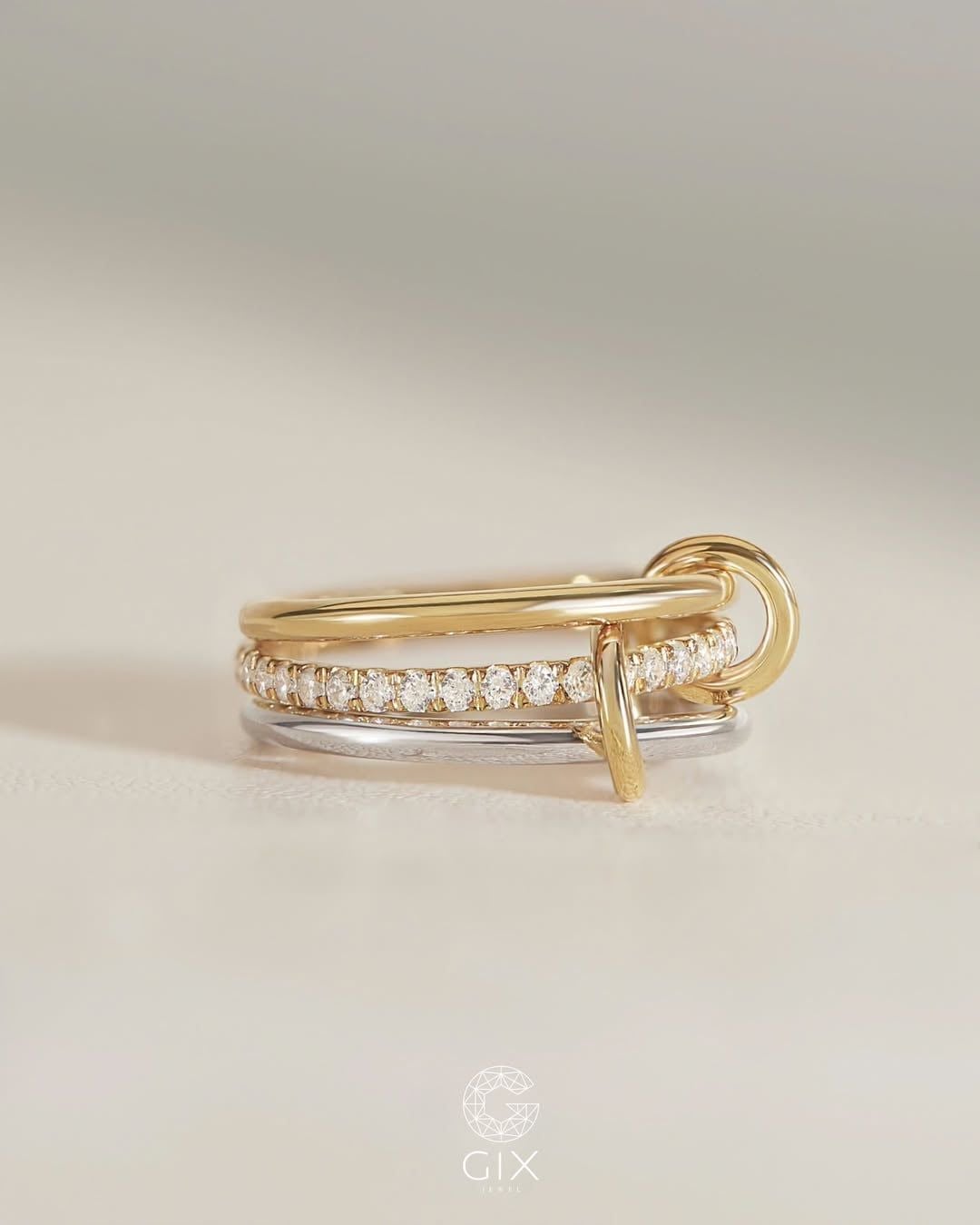 Nhẫn nữ vàng 18k & bạc đẹp xếp chồng nhiều lớp - Trinity Ring | Gix Jewel 
