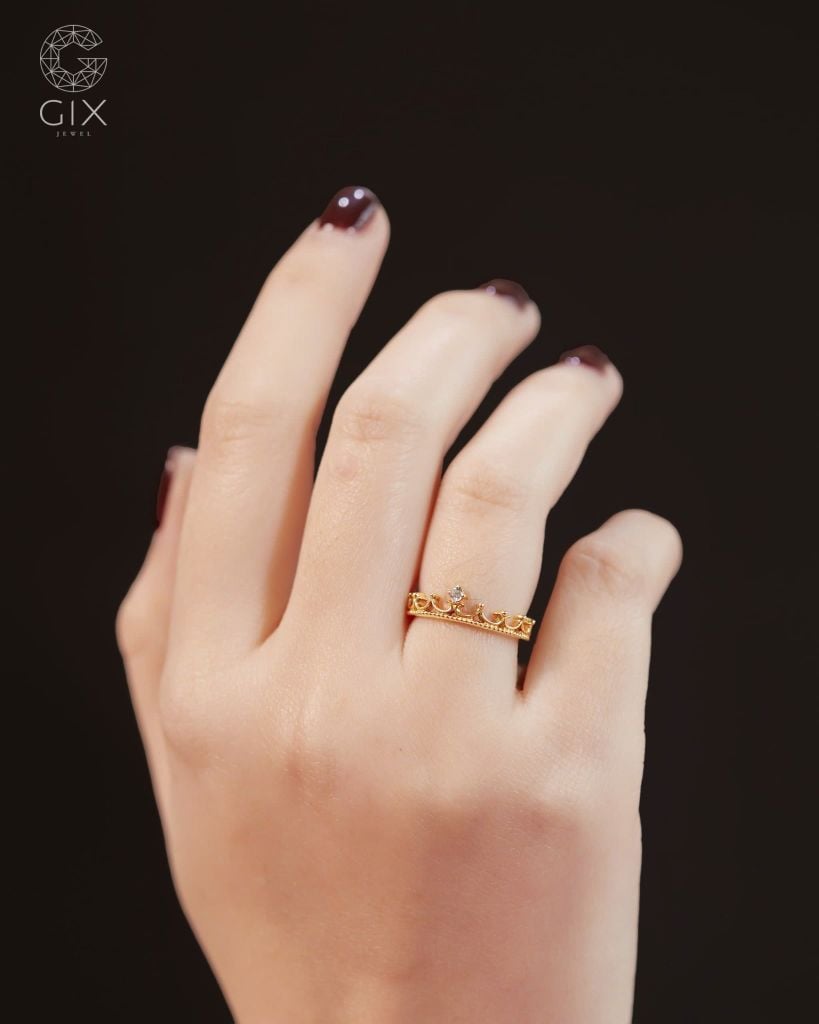  Nhẫn vương miện vàng 18k & bạc đẹp đính đá cao cấp | Gix Jewel 