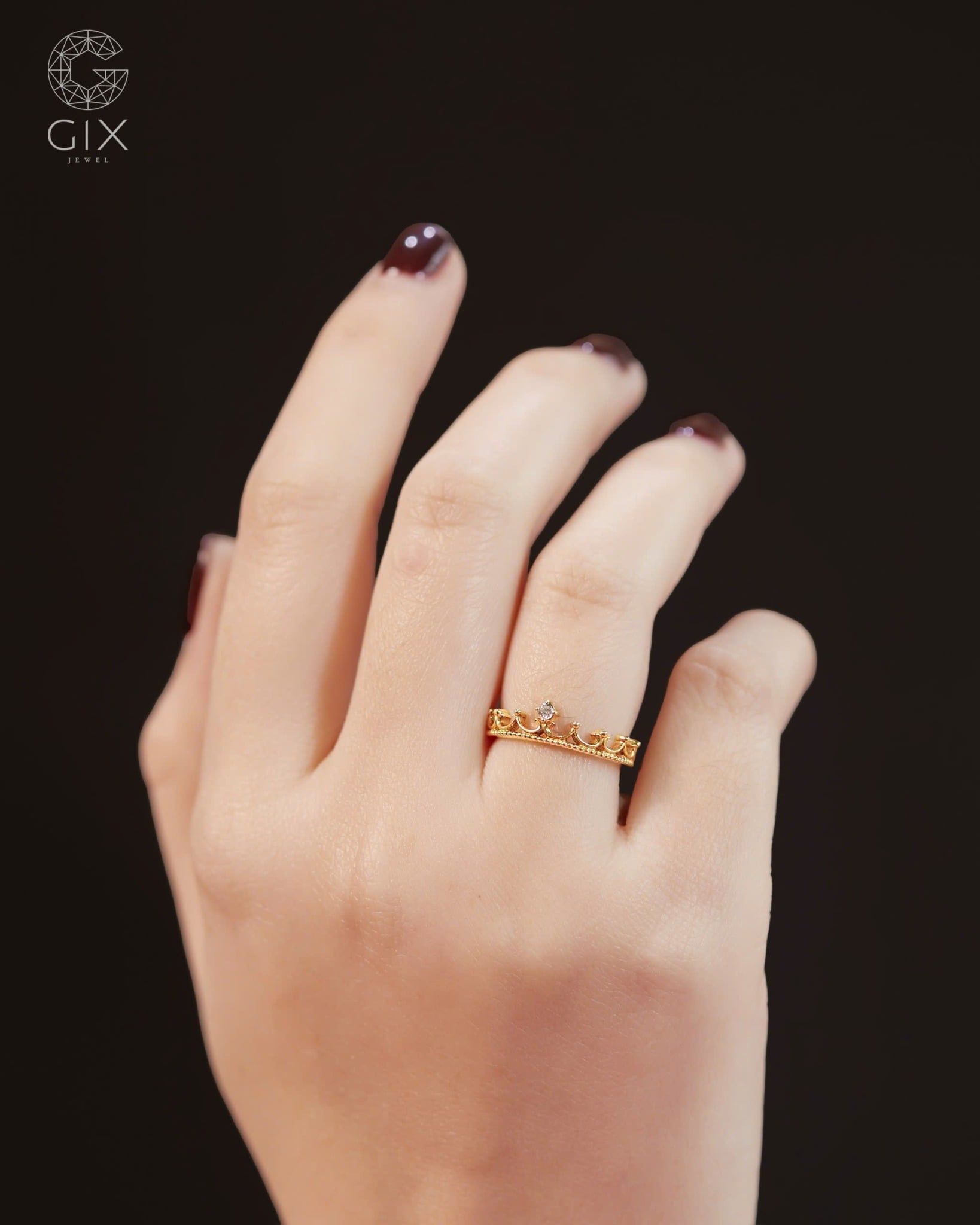  Nhẫn vương miện vàng 18k & bạc đẹp đính đá cao cấp | Gix Jewel 
