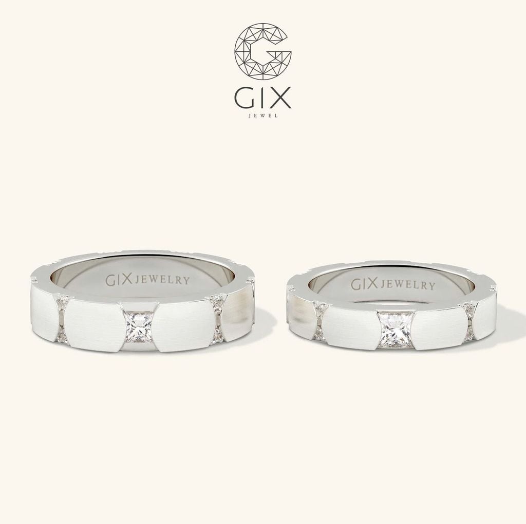  Nhẫn cưới gắn kim cương vàng ý đẹp bản to khắc chữ trên nhẫn Gix Jewel 