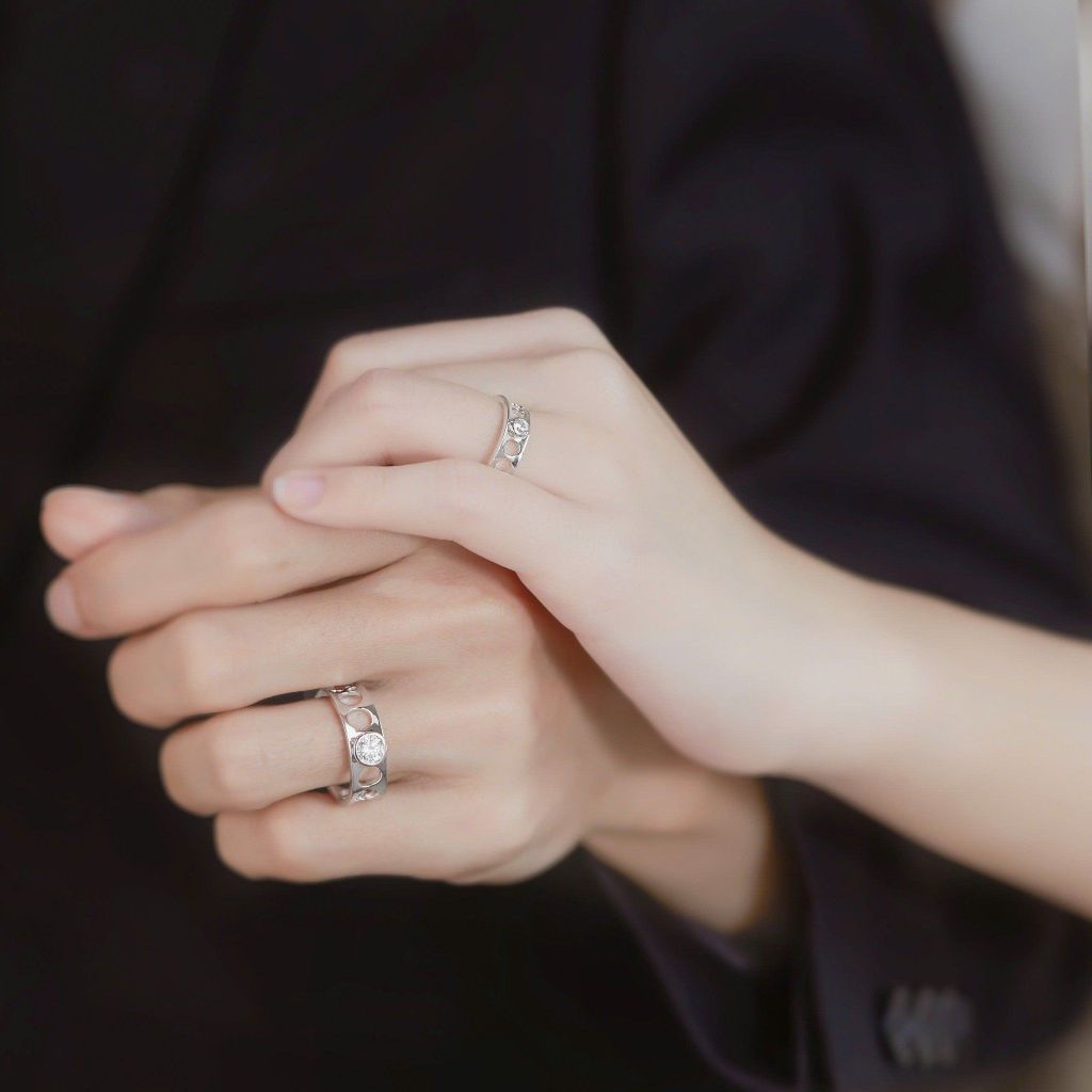  Nhẫn cưới thiết kế độc đáo vàng tây 18k đẹp rẻ nhất đính hột xoàn Gix Jewel 