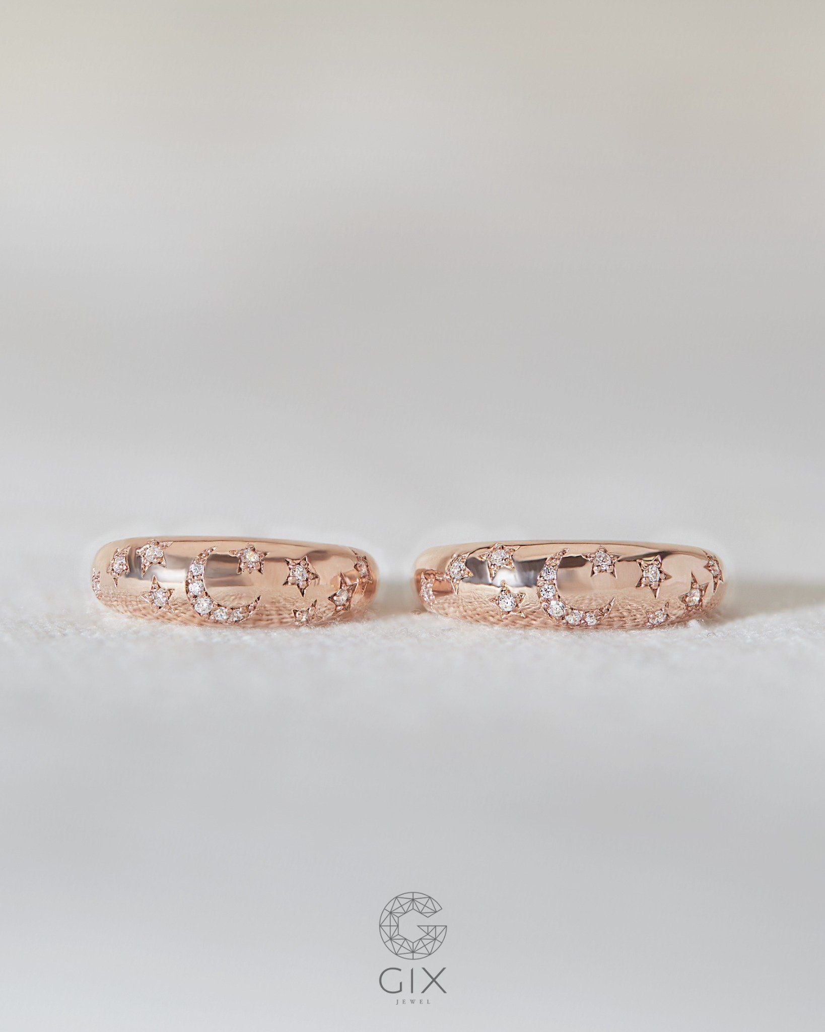  Nhẫn đôi universe 18k & bạc mạ vàng đính đá - GCR25050152 | Gix Jewel 