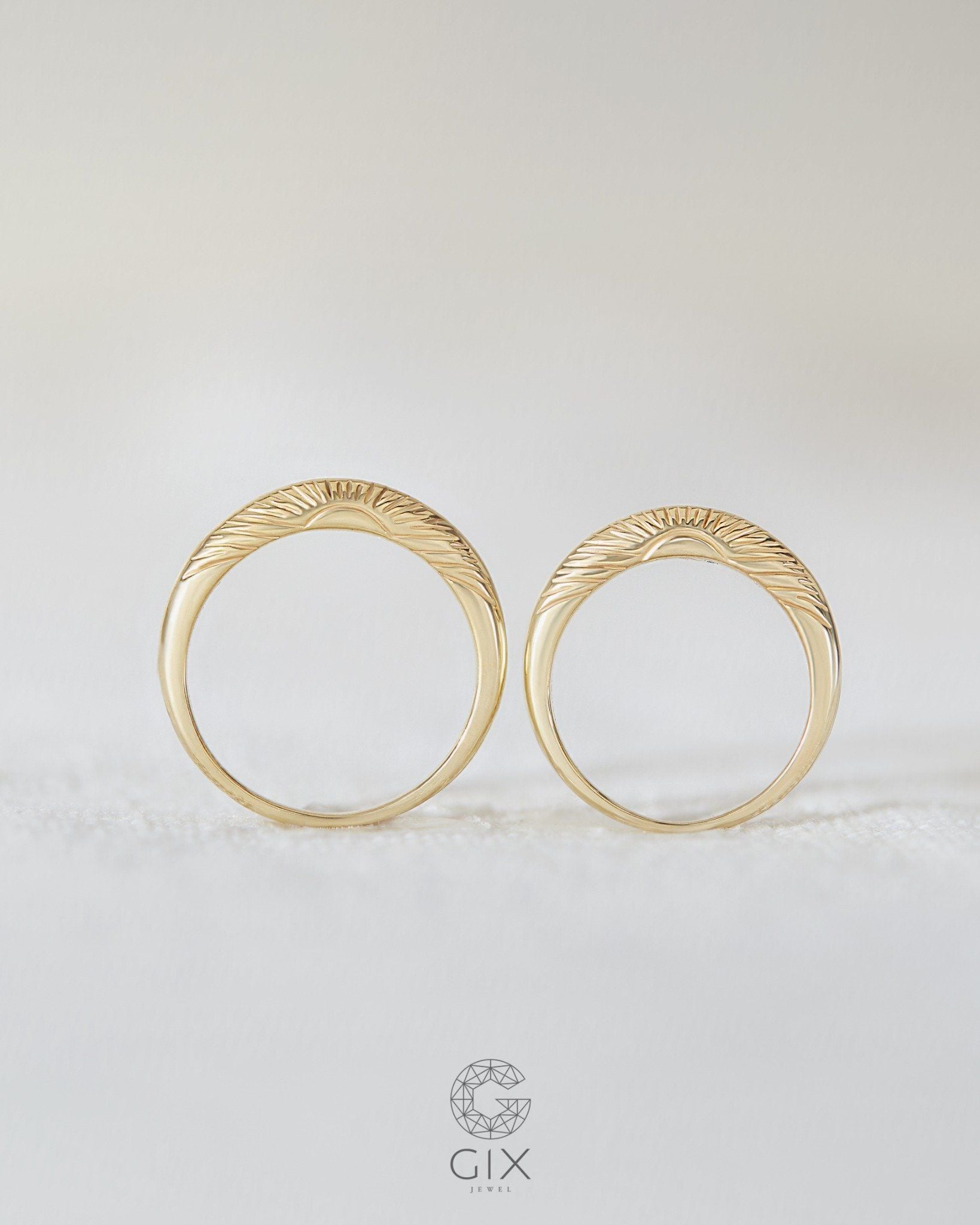  Nhẫn cưới bản mo vàng tây & bạc đẹp khắc sao trăng - GCR25050154 | Gix Jewel 