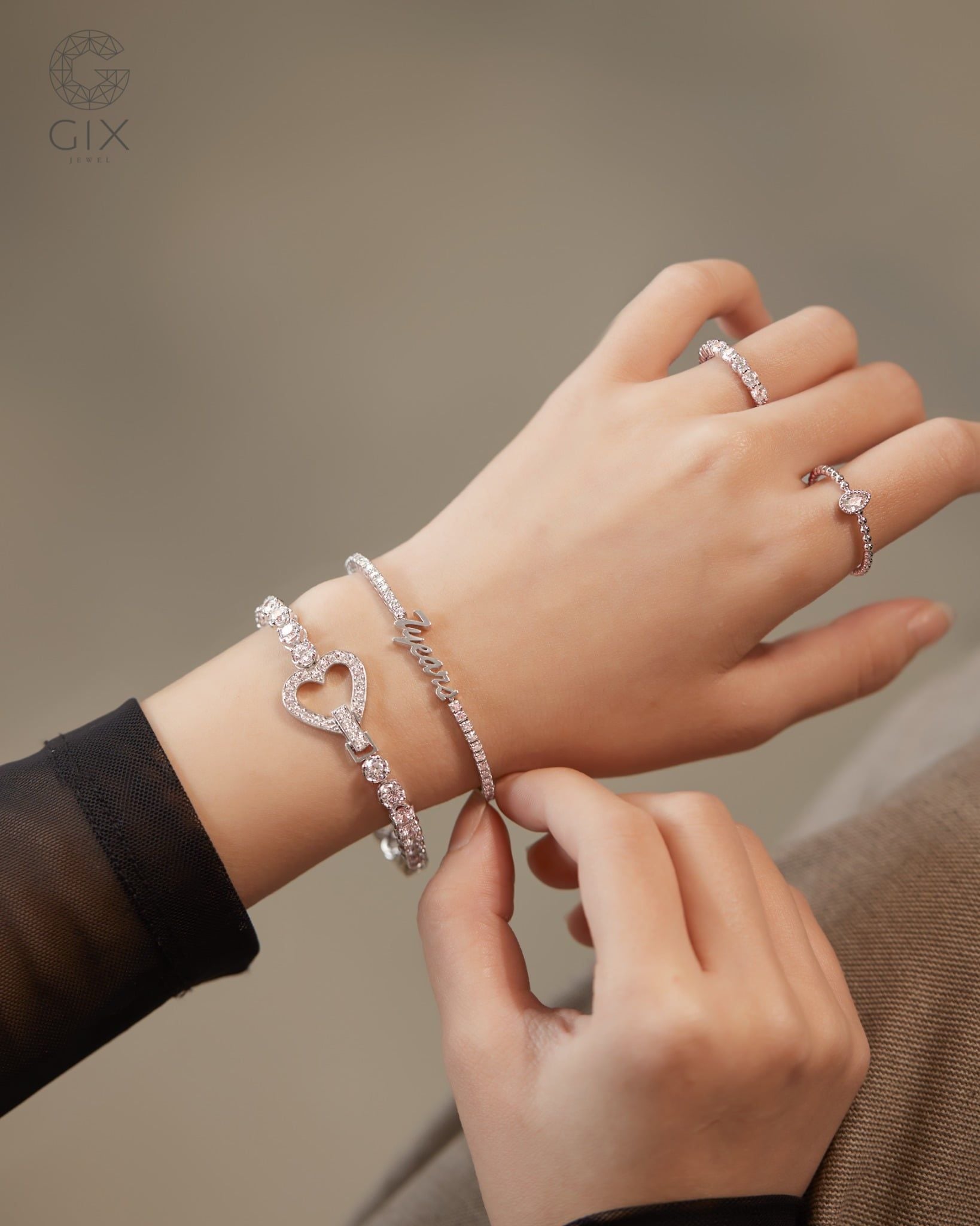  Lắc tay tennis trái tim đính đá 4mm cao cấp | Gix Jewel 
