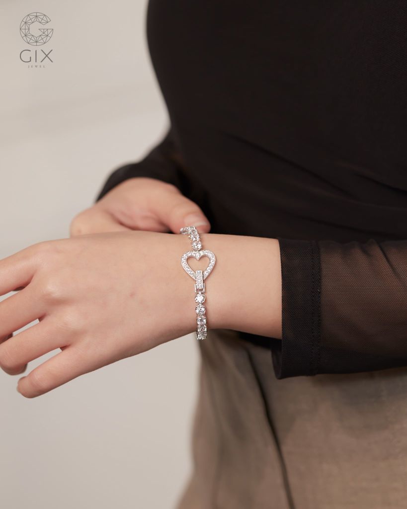  Lắc tay tennis trái tim đính đá 4mm cao cấp | Gix Jewel 