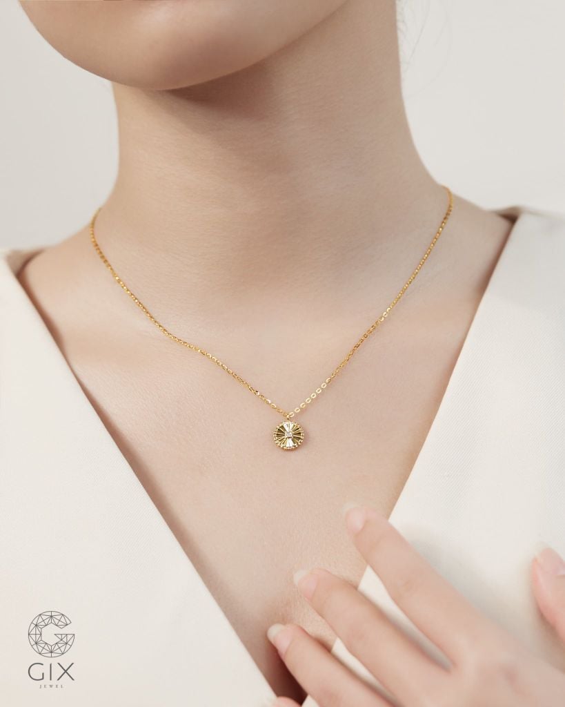  Dây chuyền vàng tây & bạc đẹp hình tròn vát cắt đẹp - Moonlit Promise | Gix Jewelry 