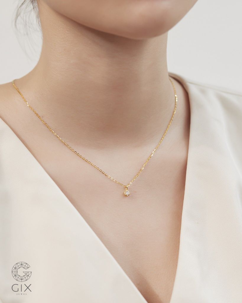  Dây chuyền kim cương tấm vàng tây sợi mảnh đẹp - Crystal Breeze | Gixjewel 
