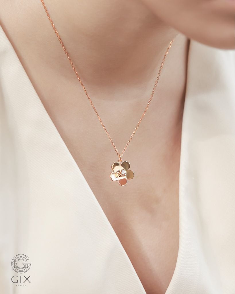  Dây chuyền bông hoa vàng hồng sợi mảnh đẹp đính đá - Secret Petal | Gixjewel 