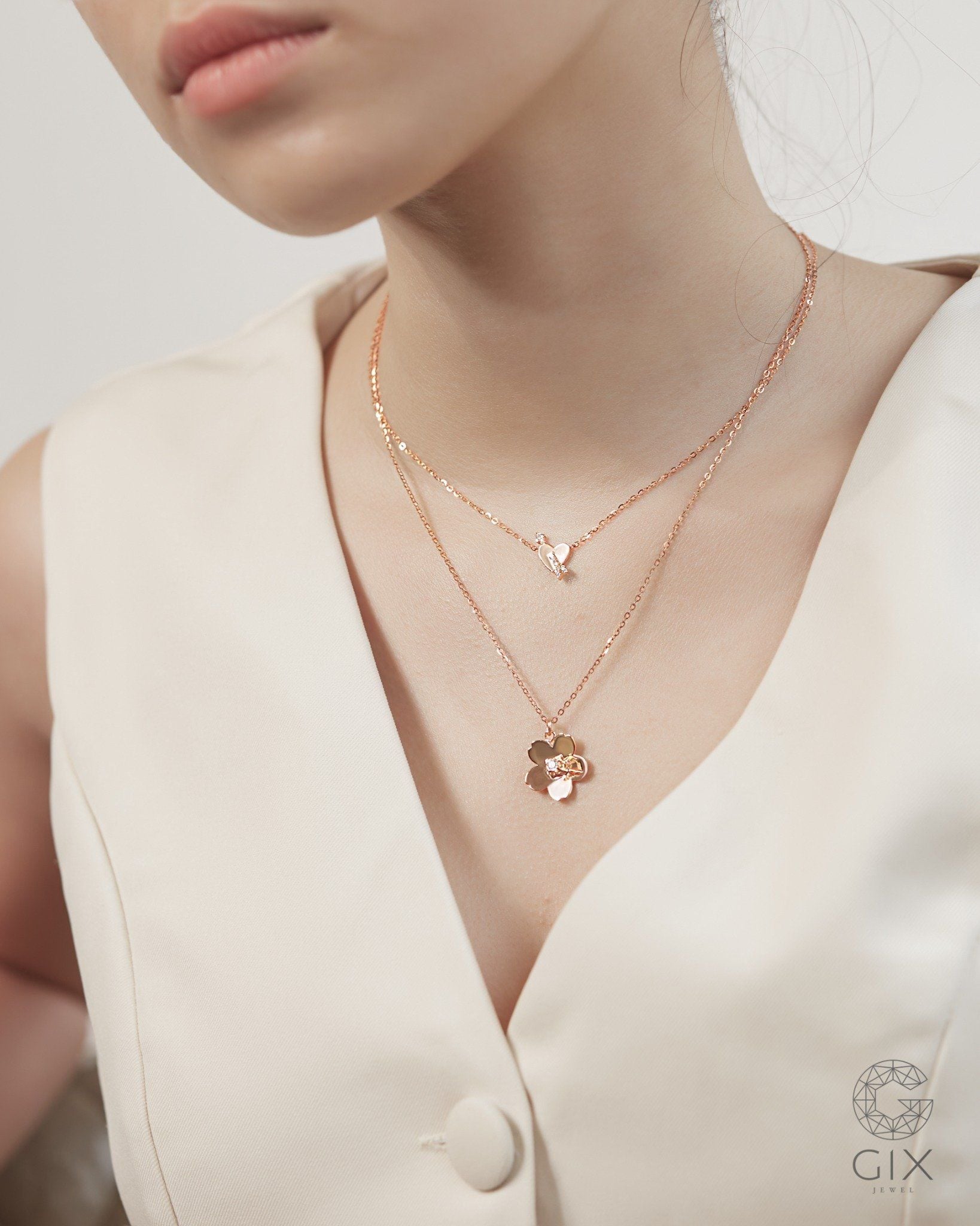  Dây chuyền vàng hồng 18k hình trái tim - Lush Heart | Gixjewel 