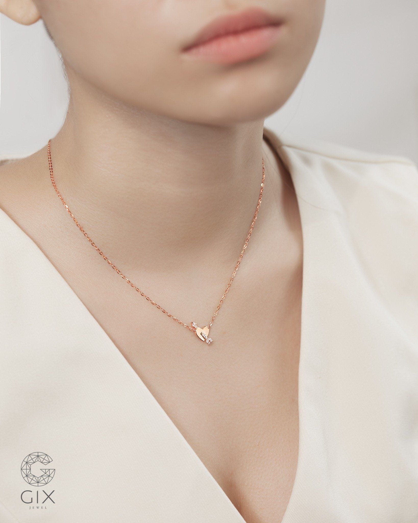  Dây chuyền vàng hồng 18k hình trái tim - Lush Heart | Gixjewel 