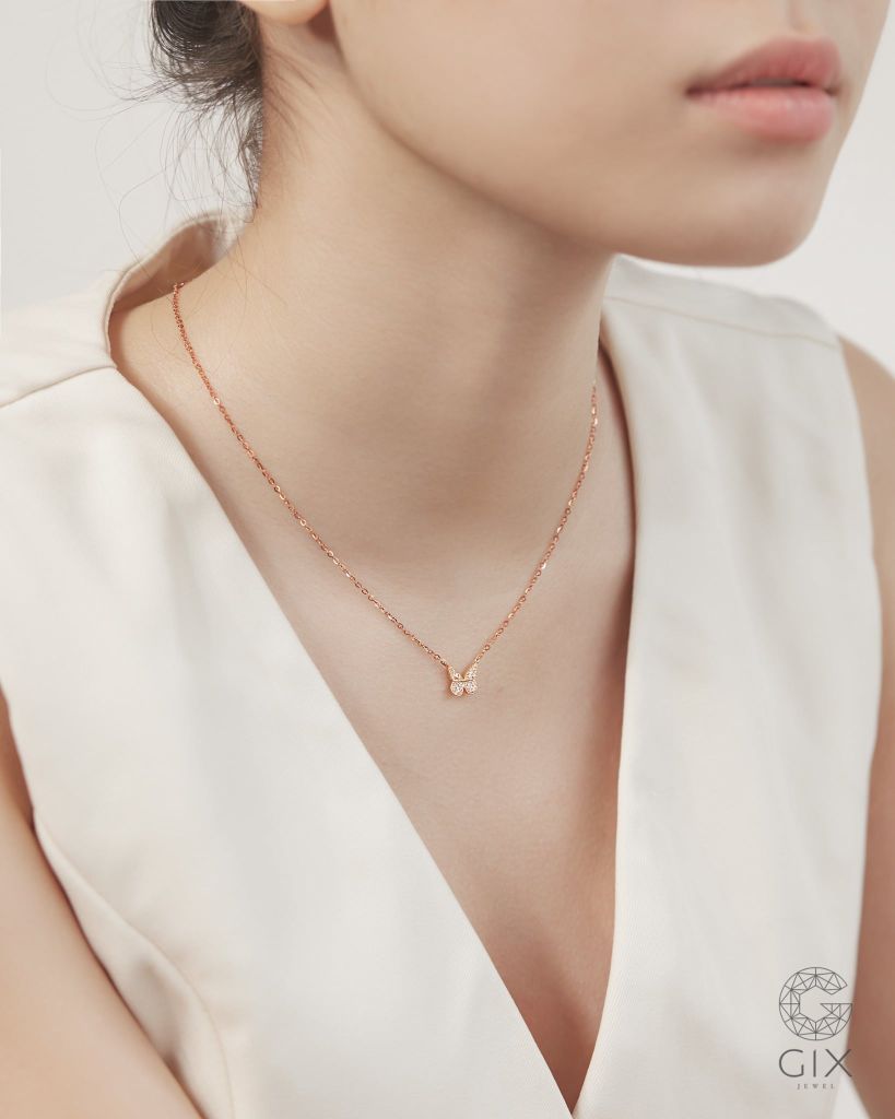  Dây chuyền vàng hồng 18k hình bướm đính kim cương - Butterfly Lace | Gixjewel 