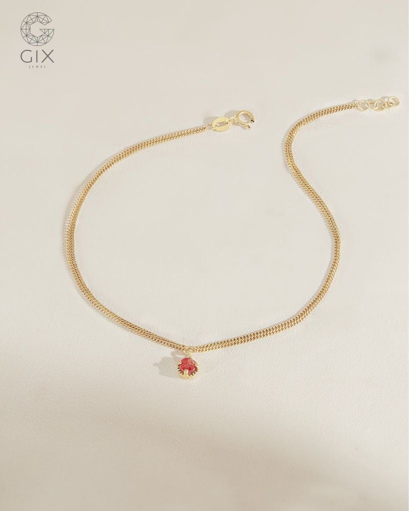  Lắc tay khoen lật vàng 18k bạc 925 gắn đá đỏ - Red Muse | Gix Jewel 