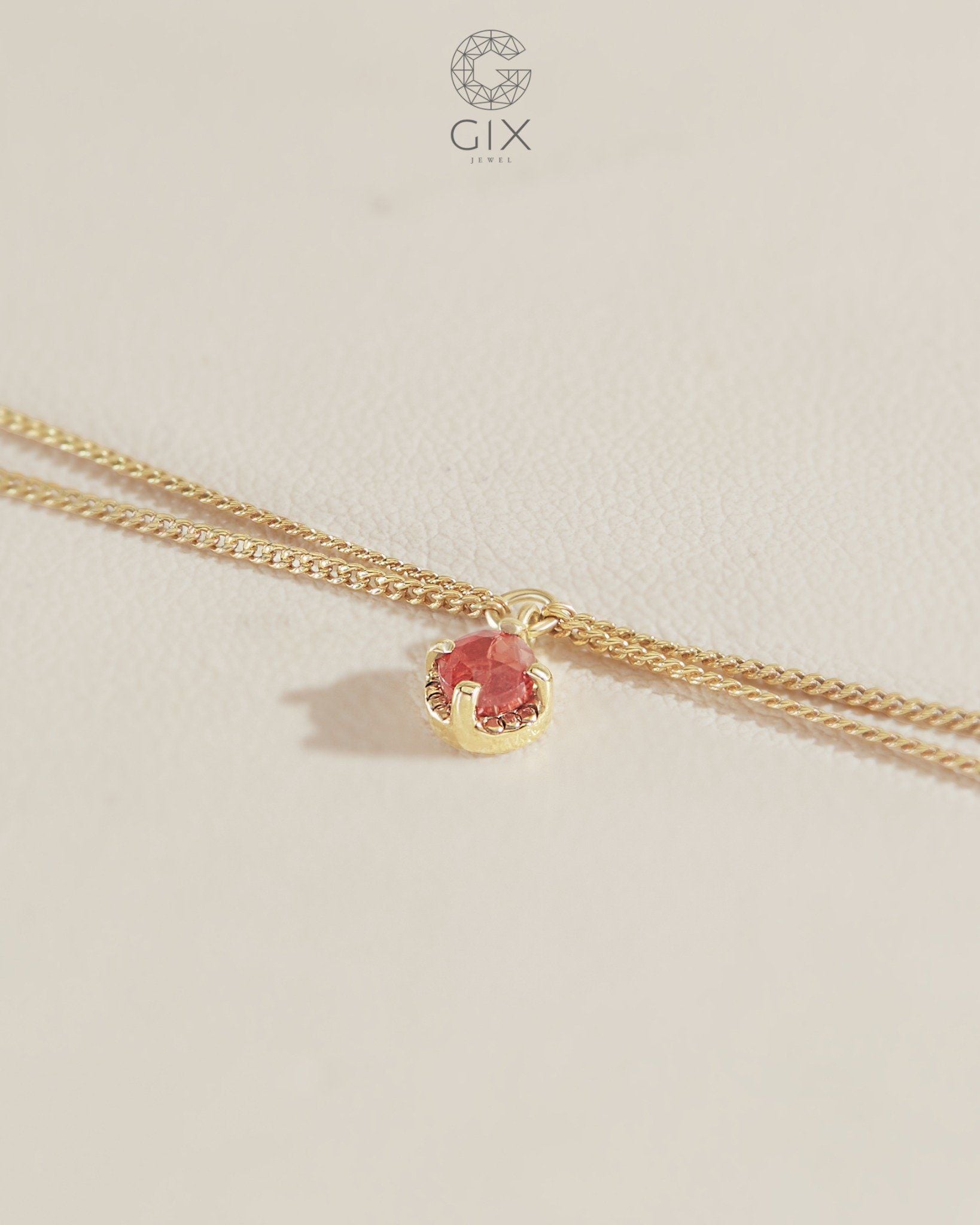  Lắc tay khoen lật vàng 18k bạc 925 gắn đá đỏ - Red Muse | Gix Jewel 
