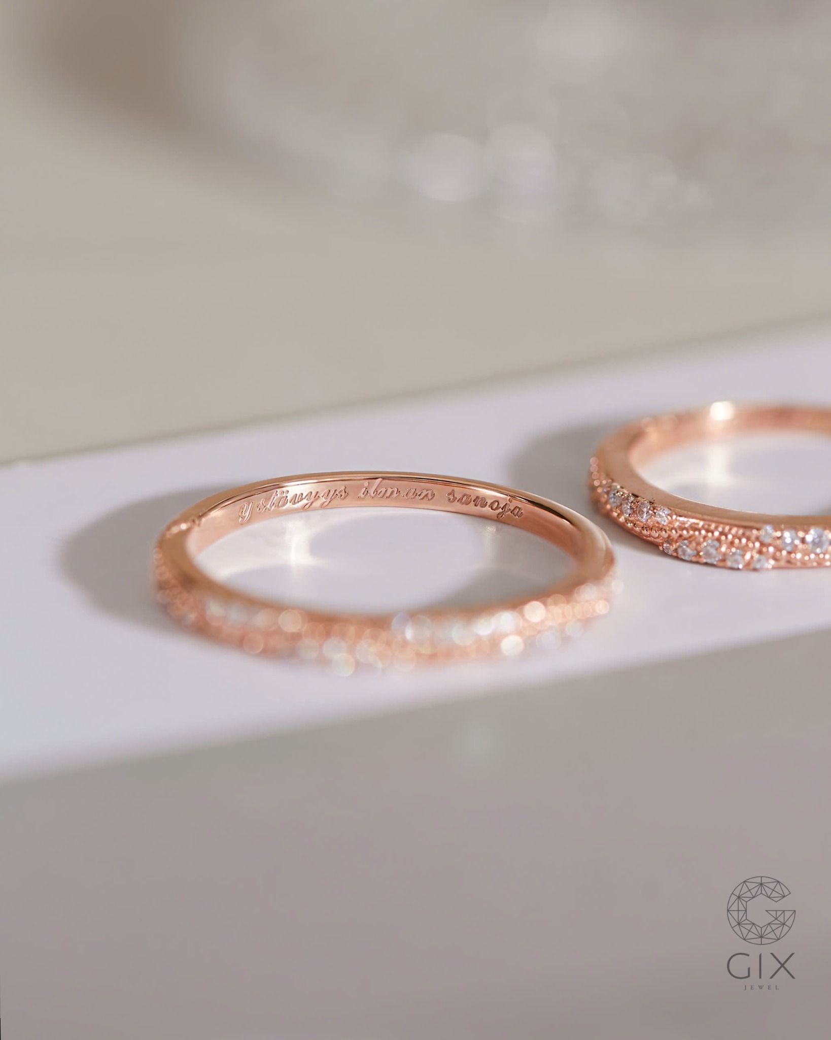  Nhẫn cưới Mature Loop vàng hồng 18k thiết kế riêng Gix Jewel 