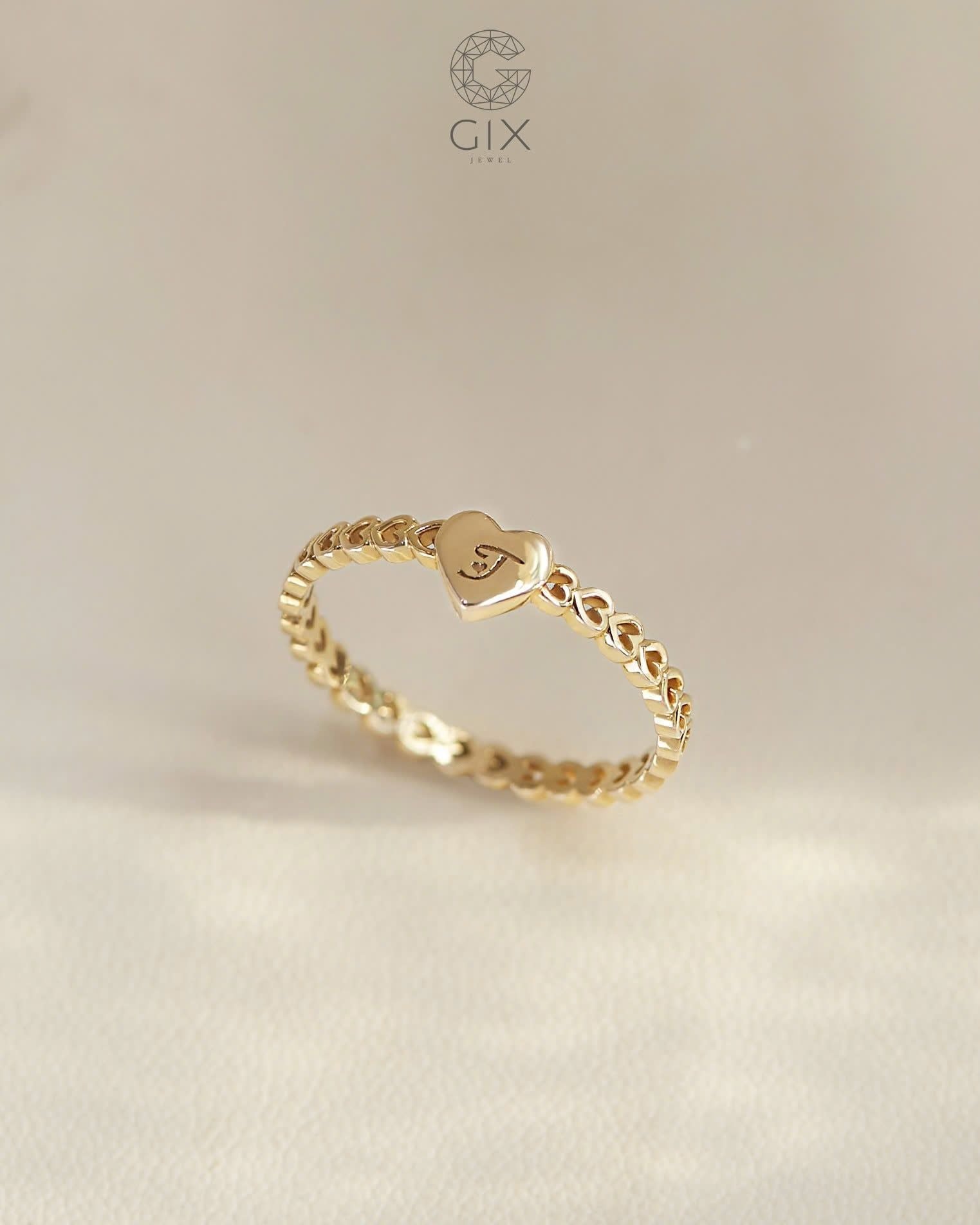  Nhẫn trái tim khắc tên đẹp - GNN25050175 | Gix Jewel 
