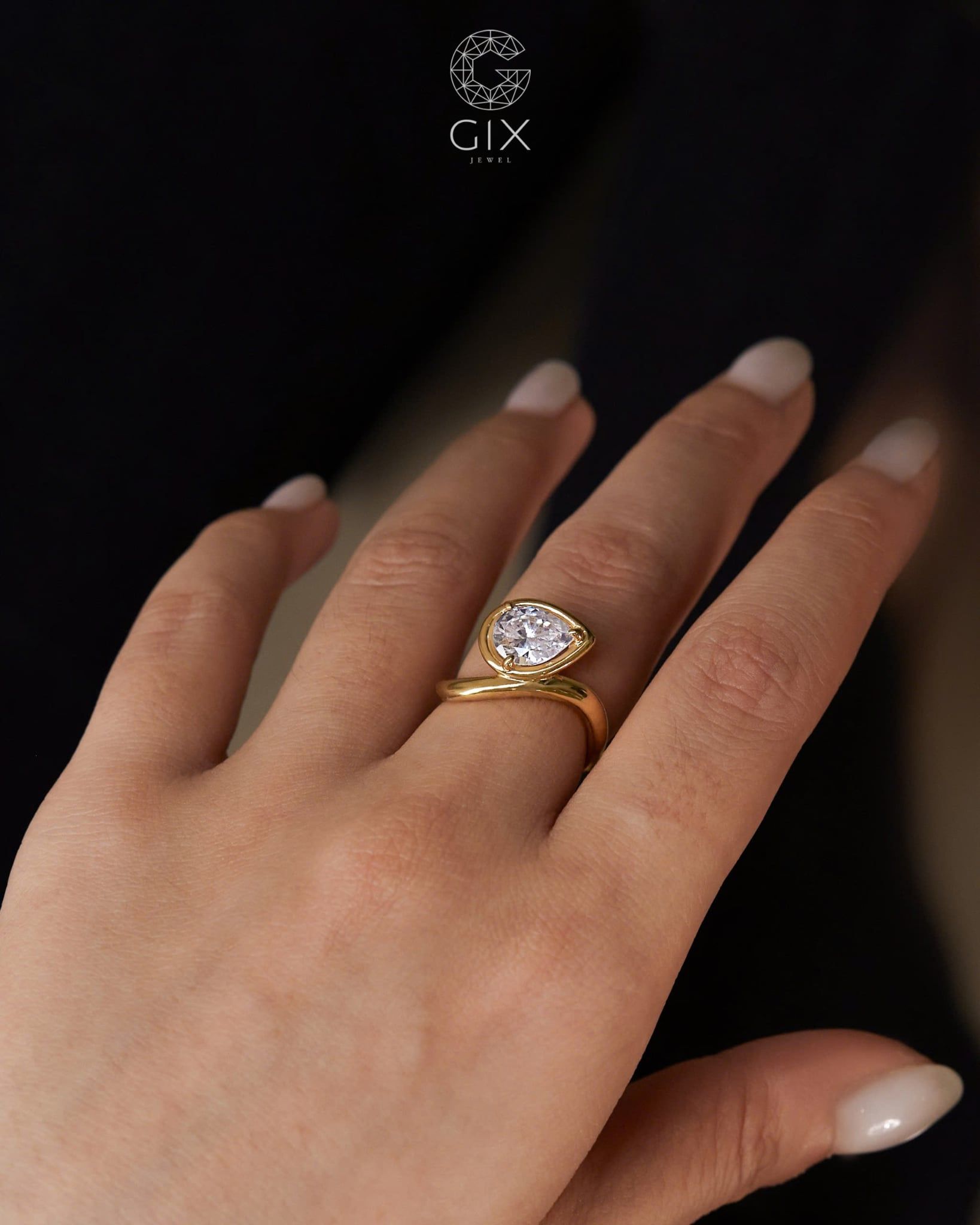  Nhẫn kim cương pear sang trọng - GNN25050177 | Gix Jewel 